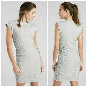 Athleta Dress Apres Short Sleeve Ruched Stretch Heather Grey XL
